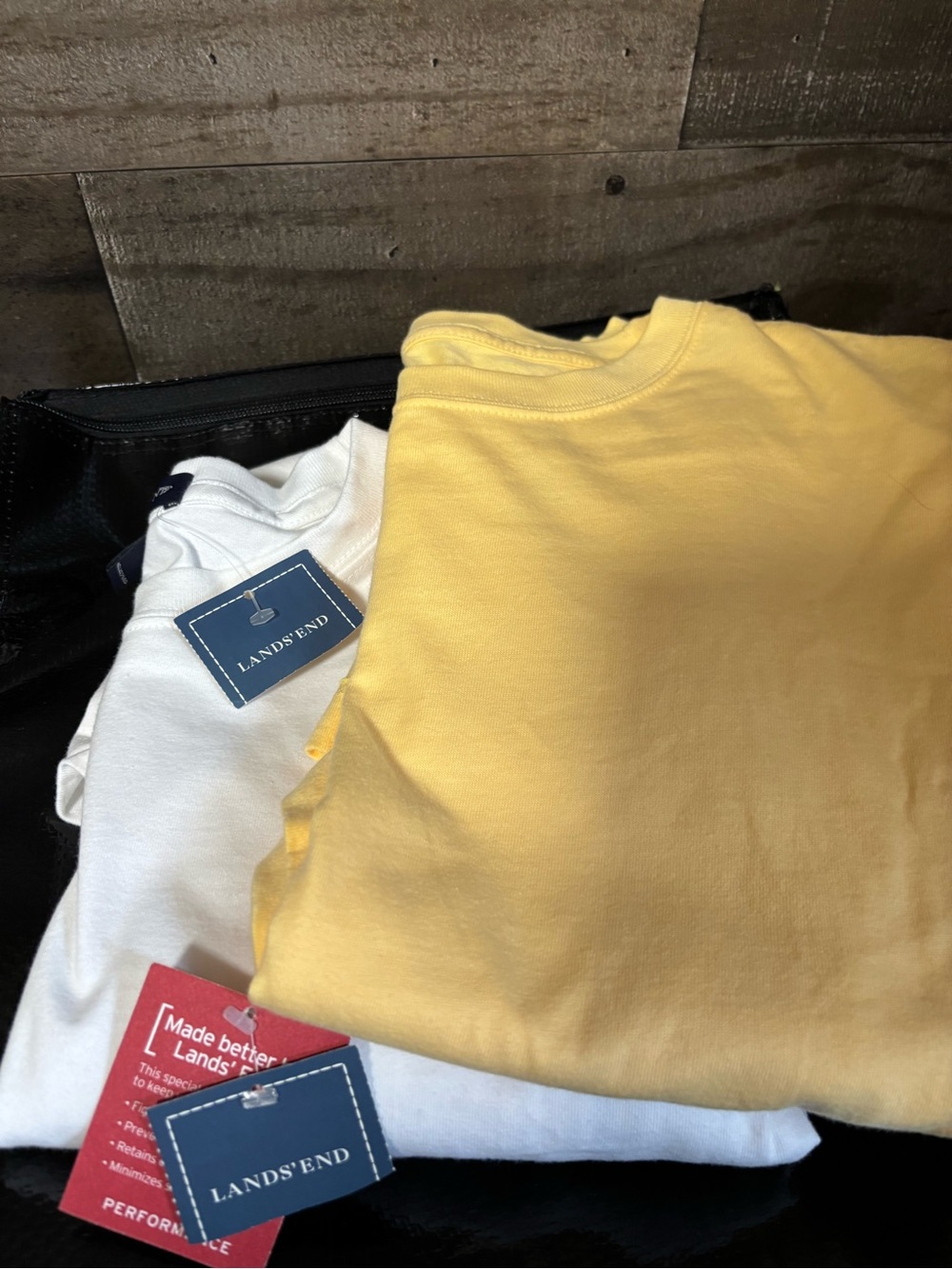 NWT 2pk Lands' End Short-Sleeve 100% Cotton Crewneck Tees in White and Yellow XL